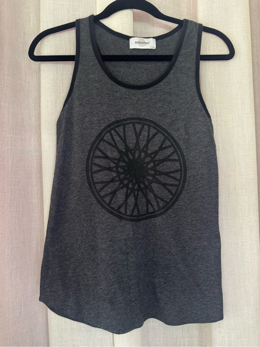 SoulCycle Tank Heather Gray Black Wheel Made in USA Size XS